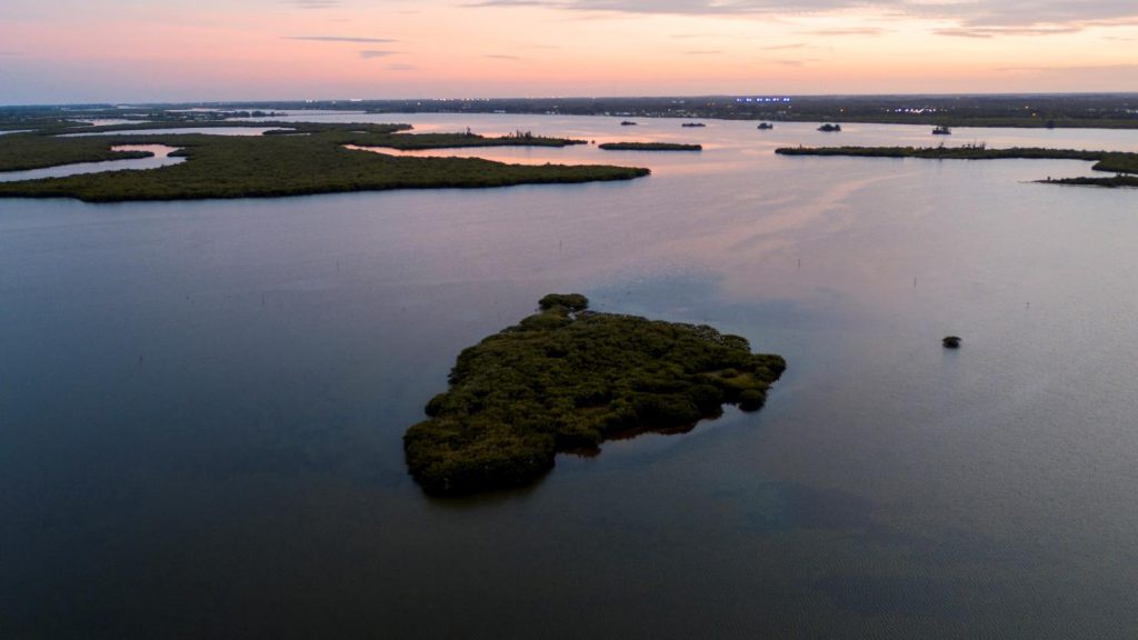 Aerial photo of Pelican Island National Wildlife Refuge. Photo credit: Ian Shive, U.S. Fish and Wildlife Service.