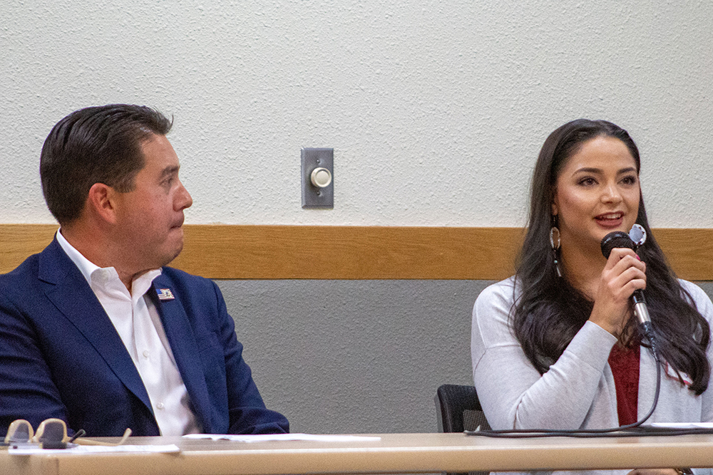 Photo of Casey Sixkiller, at left, administrator for U.S. Environmental Protection Agency region 10, and Kadi Bizyayeva, council member and fisheries manager for the Stillaguamish Tribe of Indians.