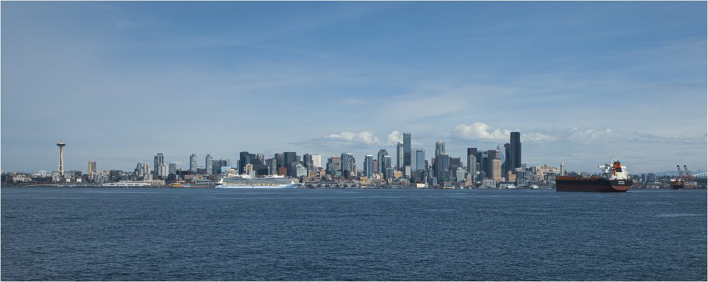Seattle skyline as seen from Puget Sound.